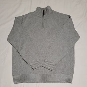 L.L. Bean 1/4 Zip 100% Cotton Sweater, Gray, Size L